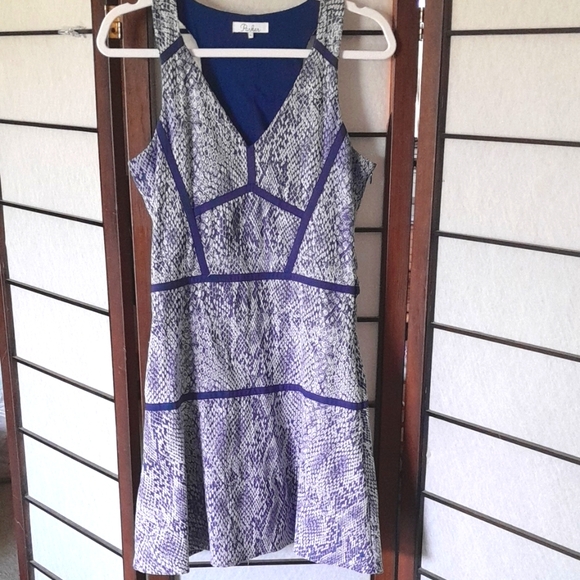 Parker Dresses & Skirts - Parker Blue and Gray Snakeprint V-Neck Sleeveless Knee-Length Dress Large